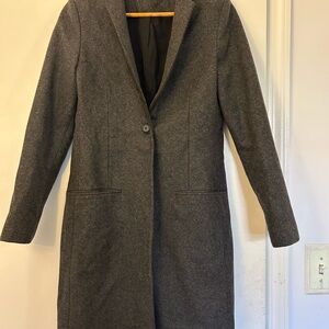 Charcoal Gray Wool-Blend Long Coat / Overcoat